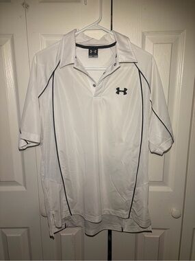 Under Armour White Polo with Black Piping